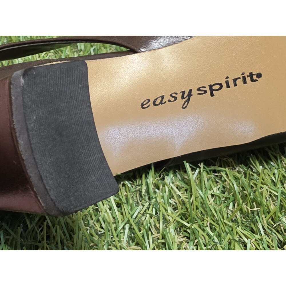 Vintage Easy Spirit ESKASATO Brown Leather Slingback Block Heel Size 6 1/2 NIB - Picture 13 of 16